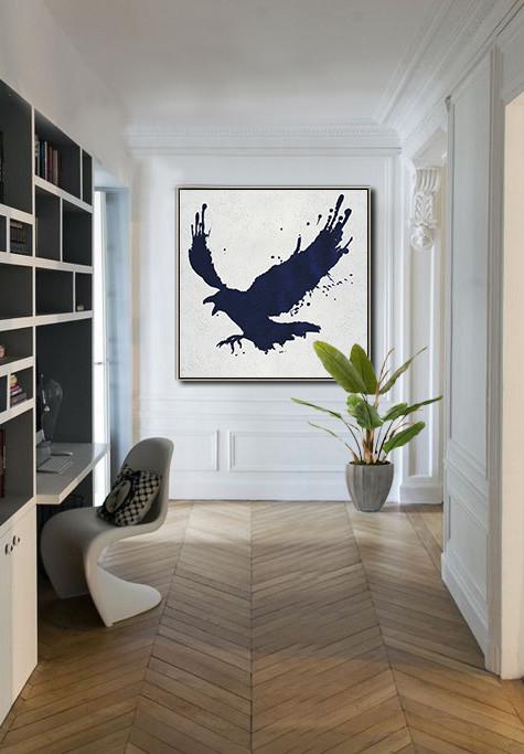 Navy Blue Minimalist Painting #NV318A - Click Image to Close